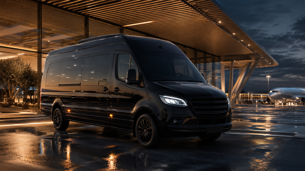 Mercedes Sprinter noir aéroport Marseille Provence transport collectif VIP - DC Driving
