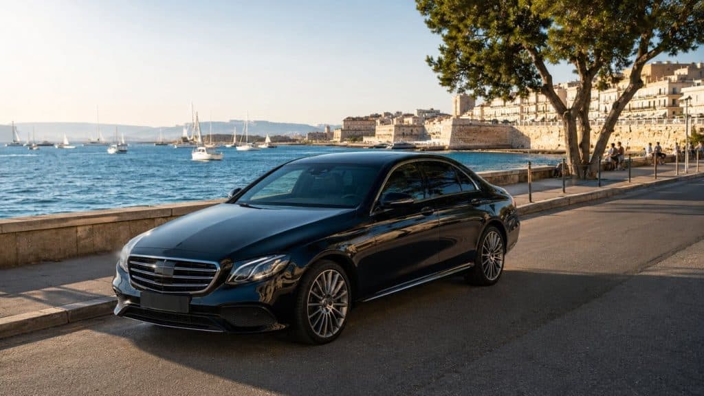 Mercedes noire DC Driving, service de chauffeur privé à Marseille